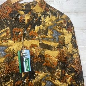 Outdoor Life Hunting Whitetail Deer Print Button Up Shirt 100% Cotton Mens XL
